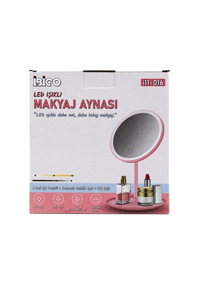 6,5 İnç Led Usb Şarjlı Yuvarlak Makyaj Aynası - 90 Ayarlı, Standlı Sarı