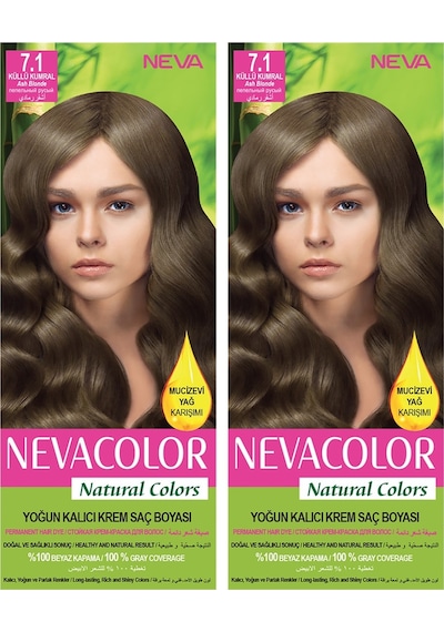 Neva Color Natural Color Saç Boyası 7.1 Küllü Kumral 2'li Set