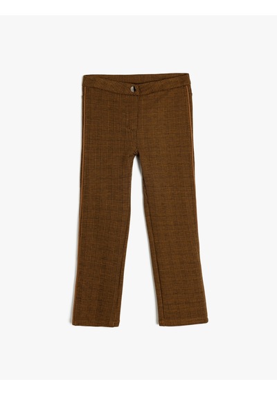 Koton Desenli Cep Detaylı Slim Fit Tayt Kahverengi Ekose 5wkg40256ak Kahverengi