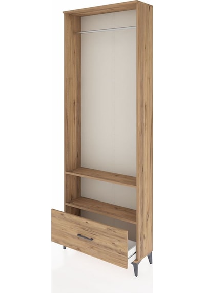 Arges Dolap 2 Raflı Tek Çekmeceli Tek Askılı 88x30x243 Çam-çam Çam