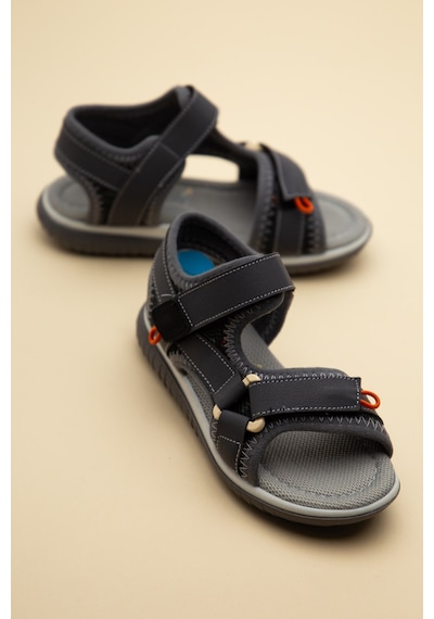 Şirinbebe Ortopedik Erkek Çocuk Sandalet Füme Cırtlı Yan Kapalı-4756