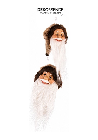 Yılbaşı Süsü Noel Baba Kafası Mini Kürk Şapkalı Kahve 25 Cm