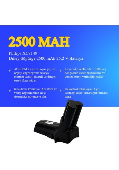 Philips Xc8149 Dikey Süpürge 2500 Mah 25.2v Batarya