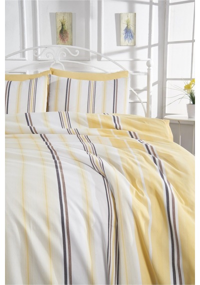 Pamuklu Bordo Çarşaflı Çift Kişilik Nevresim Takımı 200x220 Sarı