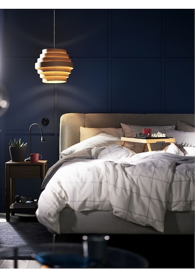 Ikea Bredvecklare Nevresim Seti Tek Kişilik 150 200 Cm Beyaz Mavi Kareli Desen Beyaz - Mavi