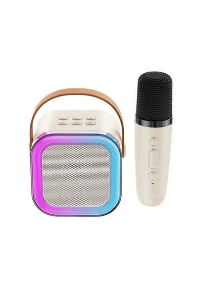 Karaoke Kablosuz Hoparlör Mikrofonlu Rgb Işıklı Bluetooth Speaker Tf Kart/usb Beyaz.gzpde