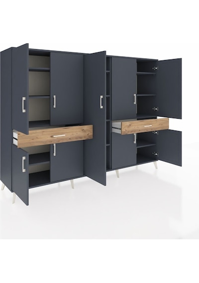 Hyperion Dolap 12 Raflı 2 Çekmeceli 8 Kapaklı 220x44x163 Antrasit Antrasit-antrasit/çam Hyperion Dolap 12 Raflı 2 Çekmeceli 8 Kapaklı 220x44x163 Antrasit Antrasit-antrasit/çam