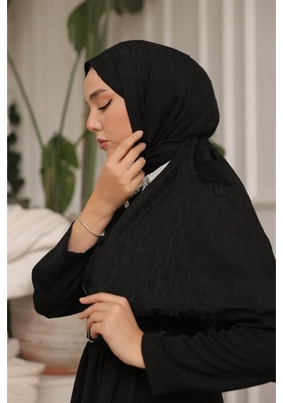 D Desen Şal Siyah Çok Renkli