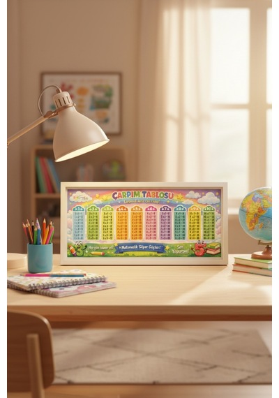 Çerçeveli Çarpım Tablosu Eğitici İlkokul Matematik Duvar Tablosu Çocuk Odası & Sınıf Posteri