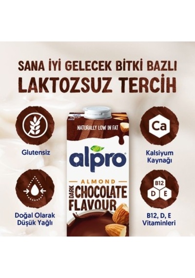 Bitter Çikolata Badem Sütü 4x1 L Vegan Laktozsuz Besin