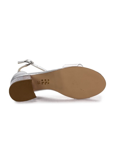 Kiko Kids 790 Taşlı Kız Çocuk Şeffaf Topuklu Sandalet Ayakkabı 3 CM Sedef