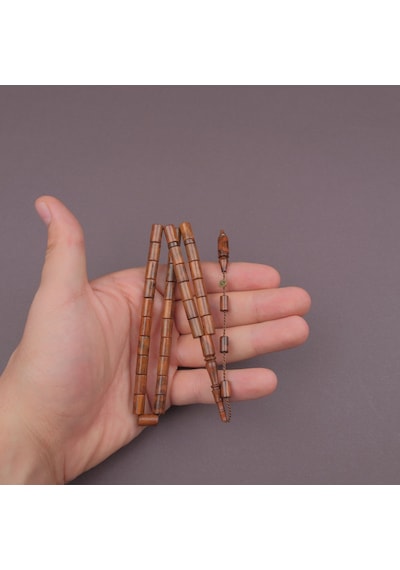 Yılan Ağacı Usta İşi İmzalı Kesme Kesim 6.5x10.5mm Tesbih