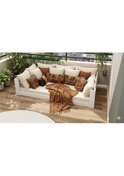 Mdf Sedir Kanepe 90x190 Cm İç Ölçü Mindersiz Gönderilir Beyaz