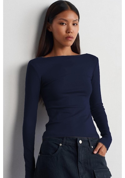 Lacivert Kayık Yaka Modal Kaşmir Ultra Hafif Body Mg2627 Lacivert