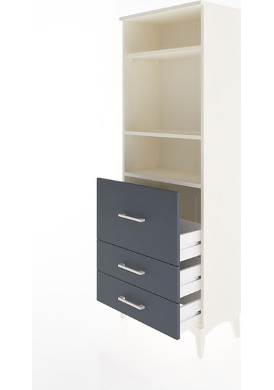 Arges Dolap 3 Raflı 3 Çekmeceli 60x30x163 Aytaşı-antrasit Aytaşı