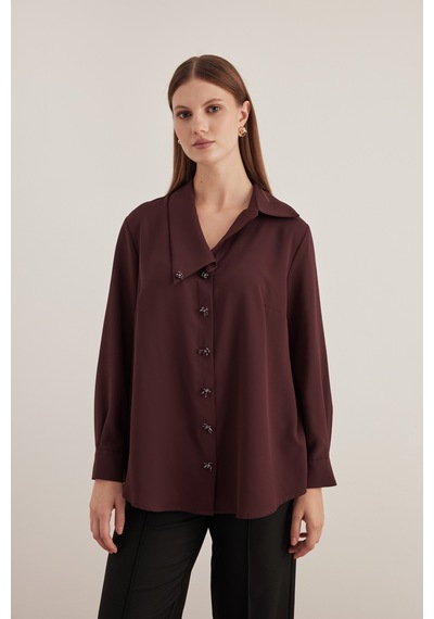Aker 24aw02683112 Büyük Beden Bluz 24aw02683112 043 Mürdüm Mürdüm