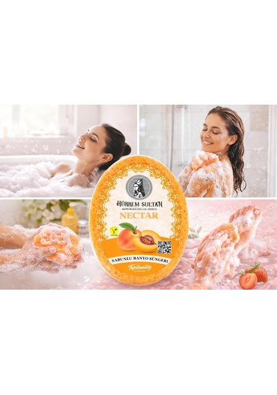 Süngerli Sabun, Lifli Banyo Sabunu Ve Köpüklü Vücut Temizleme Süngeri, Pratik Kullanımlı Banyo Ve Duş Sabunu, Günlük Cilt Temizliği İçin Süngerli Sabun, Banyo Süngeri Şeftali