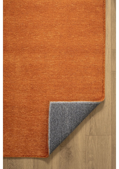 Valerıa Vlr01t Turuncu Dekoratif Şönil Kilim Modern Desen Yıkanabilir Yumuşak Kaymaz Taban Halı