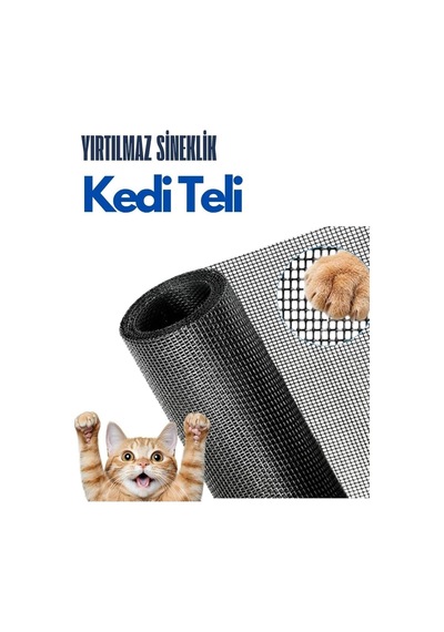 Yırtılmaz Sineklik Kedi Teli Pet Tül 1mt Uzunluk 80cm
