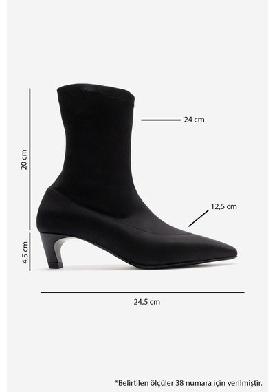 Luvishoes Alora Siyah Scuba Kadın Kısa Topuklu Bot Siyah