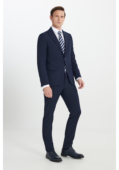 Ac&co Erkek Lacı Slim Fit Dar Kesim Kırlangıç Yaka Gofre Desenli Takım Elbise