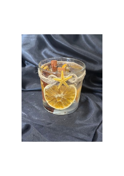 Portakal Tarçın Karanfil Jel Mum 9x10 Cm Turuncu