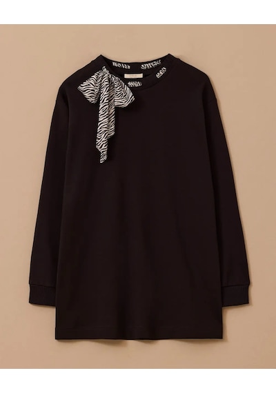 Büyük Beden Fular Yakalı Sweatshirt10002522314010 Siyah