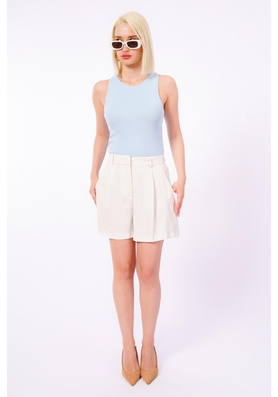 Seeh Ekru Basic Kadın Şort Sh246