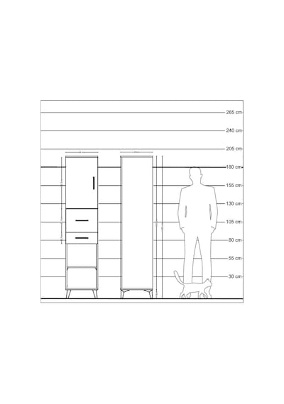 Hyperion Dolap 4 Raflı 2 Çekmeceli Tek Kapaklı 44x44x195 Çam-çam Atlas Çam