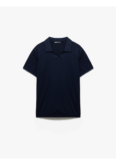 Koton Dokulu Regular Fit Kısa Kollu V Yaka Polo Tişört Lacivert 5sam10030mk Lacivert
