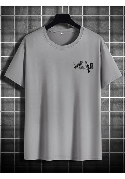 Uyguntarz Unisex Tokyo Baskılı Oversize Tişört Gri