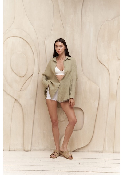 Mai Collection Mai Studios Co. Durres Haki Oversize Gömlek Haki