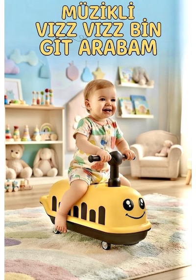 Vız Vız Bin-git Arı Temalı Çocuk İlk Arabam - Müzikli Ve Işıklı Eğlenceli Eğitici Oyuncak Sarı