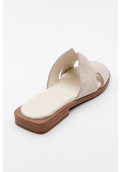 Luvishoes Luvi Shoes Jez Bej Süet Hakiki Deri Kadın Terlik Bej