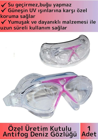 Özel Tasarım Su Geçirmez Buğu Yapmaz Uv Korumalı Ayarlanabilir Kayışlı Antifog Kutulu Deniz Gözlüğü Çok Renkli