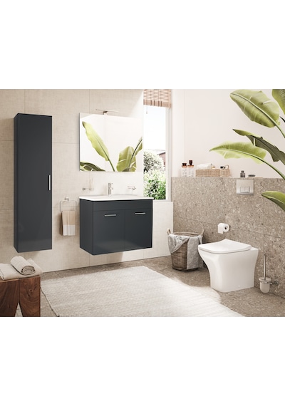 VitrA Ardea 67071 Banyo Dolabı Seti Kapaklı 80 Cm Parlak Antrasit