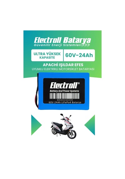 Apachi Işıldar Efes Uyumlu Batarya Ultra Yüksek Kapasite Lifepo4 60v 24ah Elektrikli Motorsiklet Bataryası