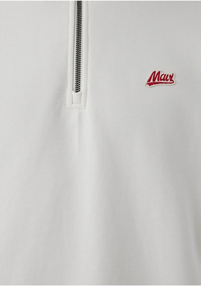 Mavi Patch Nakışlı Yarı Fermuarlı Ekru Sweatshirt 10613 Krem
