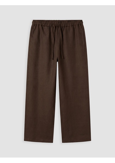 Lcw Modest Kahverengi Beli Lastikli Kadın %100 Keten Pantolon