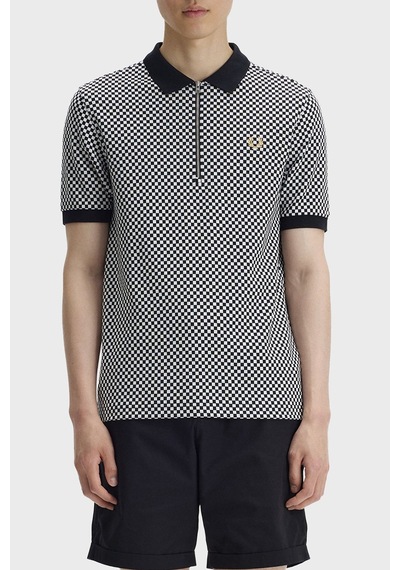 Fred Perry M2399 Chequerboard Erkek Polo Tişört Siyah