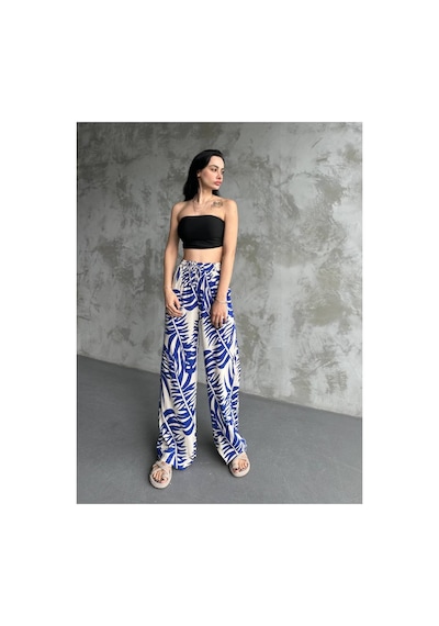 Asur Boutique Asur Butik Kadın Dokuma Viskon Palazzo Pantolon Mavi