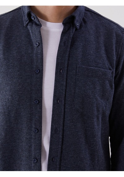 Lcw Eco Lacivert Regular Fit Uzun Kollu Gabardin Erkek Gömlek