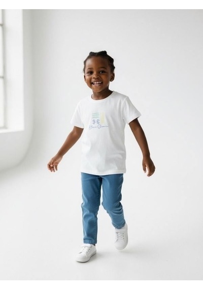 Zekids Kız Çocuk Tasarım T-shirt-17202 Ekru