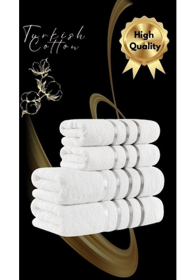 Banyo Havlu Seti 4 Lü Bale Premium - 70x140cm X2 / 50x90cm X2 Beyaz
