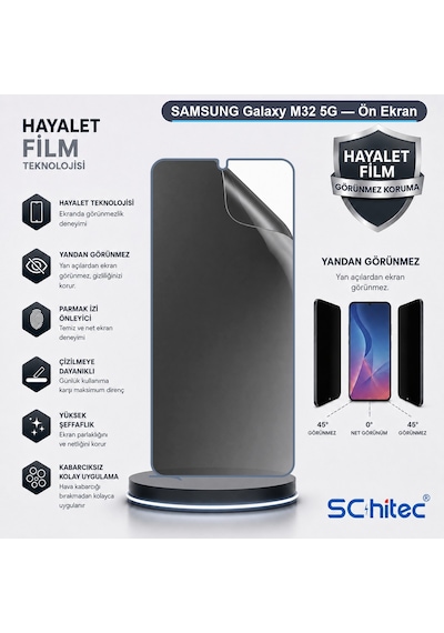 Samsung Galaxy M32 5g Uyumlu Ön Yüzey Hayalet Privacy Hidrojel Ekran Koruyucu 82798357