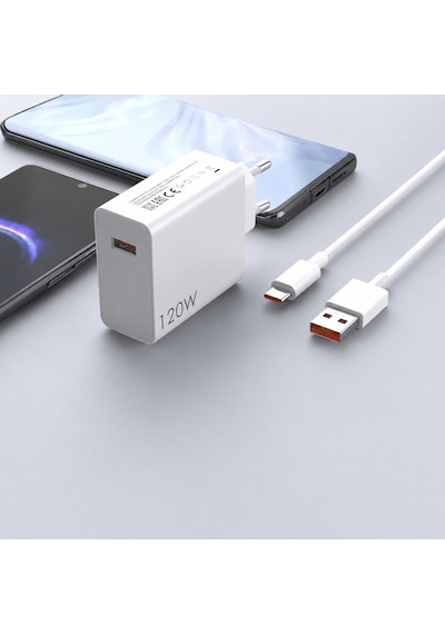 120w Turbo Hızlı Şarj Aleti Type-c Kablolu 6a Usb Şarj Adaptörü Xiaomi Poco Redmi Uyumlu
