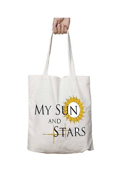 Art Hediye My Sun And Stars And Moon Of My Life İki Taraf Kalıcı Yıkanabilir Okul Plaj Omuz Bez Çanta Çok Renkli