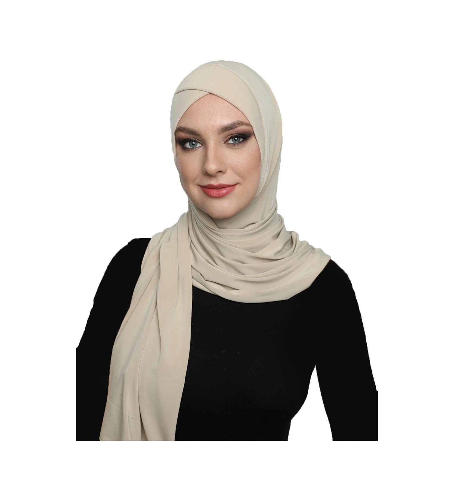 Elysianfidan Sarmalı Takmatik Bej Hazır Türban Tesettür Bone Namaz Örtüsü Bej