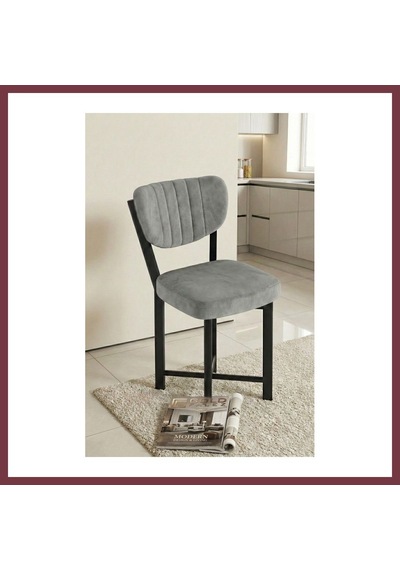 Storeşahin Sandalye 1 Adet Baby Face Kumaş Metal Modern Mutfak Sandalyesi Cafe Balkon Ofis Elma 9814 Gri Shn0720