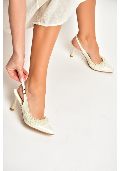 Fox Shoes Y246375009 Sedef İnci Detaylı Kadın Abiye Ayakkabı